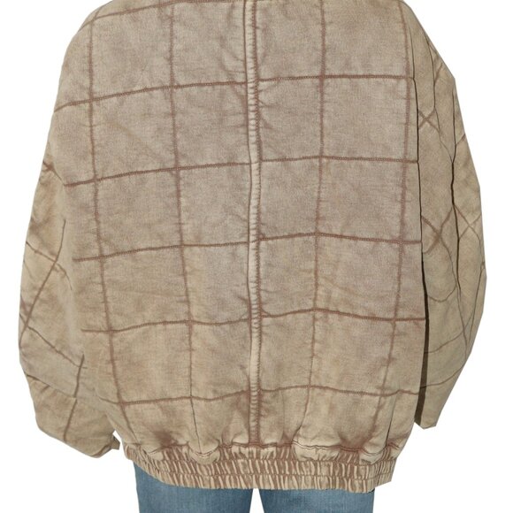 Free People Dolman Quilted Knit Jacket Oversized Champagne Diamonds - Picture 9 of 13